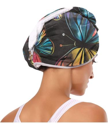 Rainbow Big Butterfly Hair Towel 2 Pack | Super Absorbent Quick Dry Hair Turbans for Women & Girls - Buy Online on GoSupps.com