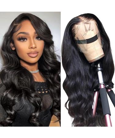 RXY Lace Front Wigs Human Hair Pre Plucked Glueless 180% Density Brazilian Virgin Hair Body Wave Lace Front Wigs 13x4 Wigs Human Hair Wigs for Black Women Natural Color (18Inch  13x4 wig) 18 Inch 13x4 wig