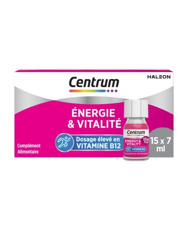 CENTRUM - Vitamine B12 nergie & Vitalit - Zinc Niacine (Vitamine B3) - Compl ment Alimentaire Multivitamines Boire - nergie Immunit & Syst me Nerveux - Vegan - 15 shots x 7 ml Nouveaut - Vitamine B12 7 ml (Lot de 15)