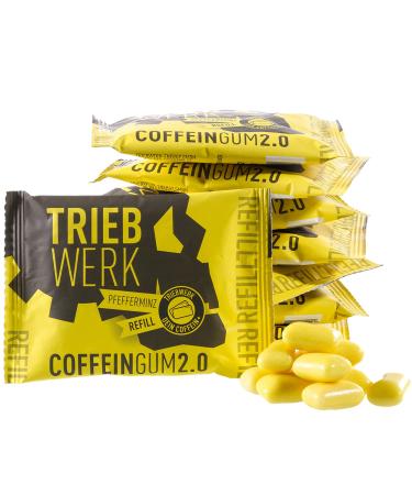 TRIEBWERK caffeine chewing gum 50mg caffeine per gum peppermint flavour 100 pieces vitamin B12 (10x refill) 10x 10pcs refill - Buy Online on GoSupps.com