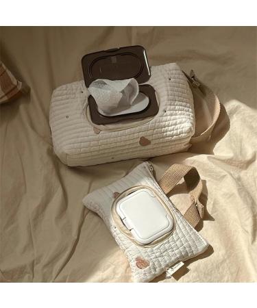 W-LOVNEST Bear Designings Stroller Hanging Wet Wipe Bag Embroidered Bear Wet Wipe Bag Easy Access Baby Essential for Outdoors Red 1 - Buy Online on GoSupps.com