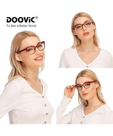 DOOViC 4-Pack Blue Light Blocking Reading Glasses for Women - Anti Eyestrain Classic Style Spring Hinge 1.75 Strength 4 Colors - Buy Online on GoSupps.com