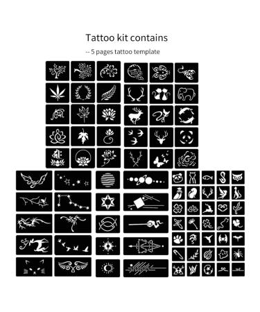 9 Color India Temporary Tattoo Kit with Stencils - Brown, Black, Red, Blue, Green, Maroon - Buy Online on GoSupps.com