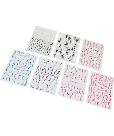 7 Sheets of Fire Flame Wave Lines Nail Stickers 3D Swirl Stripes Nail Stickers Self Adhesive Nail Art Stickers Nail Design for Nail Art Decoration Design - Buy Online on GoSupps.com
