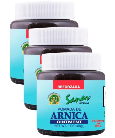 Sanar Naturals Dark Arnica Ointment Support 2 oz - Fast Action for Joint Back Neck Knee Hand Foot and More Travel Size (Pack of 3)