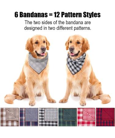 Remifa Dog Bandana 6PCS - Birthday Gift Washable Plaid Printing Bib Double Reversible Scarf Adjustable Accessories for Dogs and Cats - Buy Online on GoSupps.com