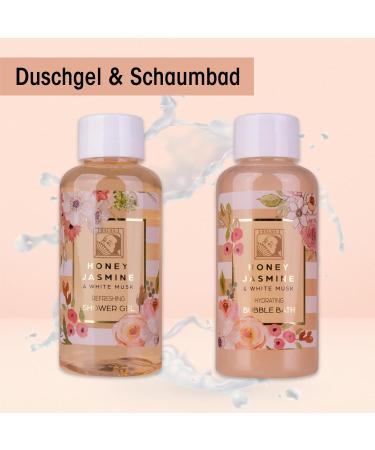 Accentra Honey Jasmine Shower Set for Women - 3-Part Gift Set with Shower Gel Body Lotion & Bubble Bath - Perfect Wellness Gift for Valentine's Day & Mother's Day - Buy Online on GoSupps.com
