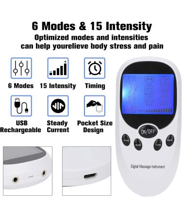 TENS Device for Pain Therapy - 2 Channels Muscle Stimulator with 8 Electrodes Pads | Effective Muscle Building & Pain Relief - Buy Online on GoSupps.com
