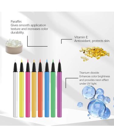  Huyeruie Liquid Eyeliner - Colored Eyeliner with Glitter | UV Neon Liquid Eyeliner Set | Graphic Pigmented Glitter Cases | 8-Color Neon Liquid Eyeliner Pen | Makeup Supplies - Buy Online on GoSupps.com