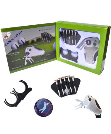 Golfer's Best Golf Gift Set: Tool - Stroke Counter, Divot Tool Repair, Brush, Ball Marker, Cleat Tightener, Club Groove Cleaner Belt Tee Holder Tees Belt Ball Holder - Gift Idea for Men Women