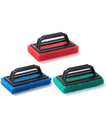 Reusable Scrub Pads Kits Shower Brush Scouring Pads Scrubber with Long Handle Sponges Scrubber Easily to Cleaner Sponge Brush Cleaner Green - Buy Online on GoSupps.com