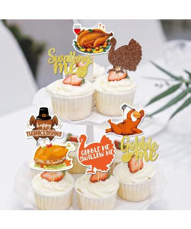 40pcs Turkey Cupcake Toppers Happy Thanksgiving Cupcake Topper Gobble Till You Wobble Decor Thanksgiving Turkey Decorations Thanksgiving Party Decorations Turkey Decorations for Home Orange and Brown - Buy Online on GoSupps.com