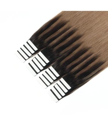 Buy SixStarHair Tape Extensions - Real Remy Hair Dark Brown to Chestnut Balayage 20 Pieces 50g - 35cm | Invisible Tape-In Extensions - Buy Online on GoSupps.com
