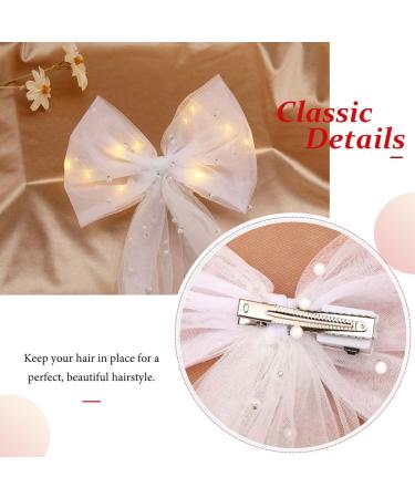 JONKY Light Up Bow-Knot Hair Clip - White Veil Pear Barrettes for Women and Girls - Bachelorette Party LED Hair Accessories (Warm Lights) - Buy Online on GoSupps.com