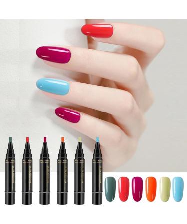  Yugugomo Women's Nail Pencils Women's Nail Polish Sets | 6-Color Quick-Drying Colored Pencils No UV Gel Nail Polish Painting Accessories Manicure Assistant - Buy Online on GoSupps.com