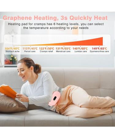 GLYDUNY Portable Cordless Heating Pad for Cramps - 6 Heat Levels & 6 Massage Modes - Menstrual Pain Relief - Pink - Buy Online on GoSupps.com