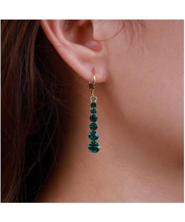 Vintage Crystal Emerald Drop Earrings | Long Tassel Chain & Gold Hoop Huggie Jewelry for Women - Shop Internationally - Buy Online on GoSupps.com