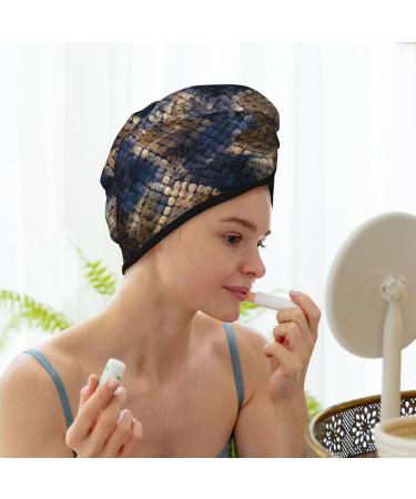 Microfiber Hair Towel Wrap - Watercolor Snake Skin Super Absorbent Coral Velvet for Long Curly & Thick Hair | Quick Dry Hair Cap for Women - Buy Online on GoSupps.com
