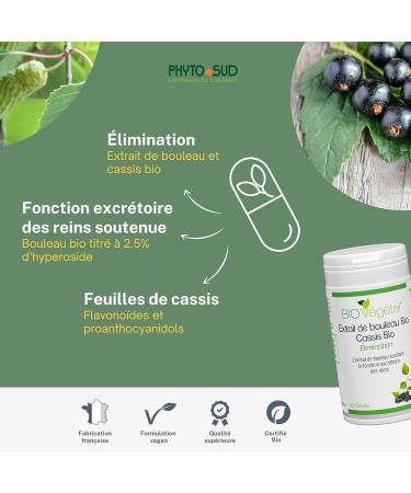 Birch and Blackcurrant BIO Plant - Vegan Food Supplement - Elimination & Drainage - Detox Treatment - 60 Capsules - Made in - Buy Online on GoSupps.com