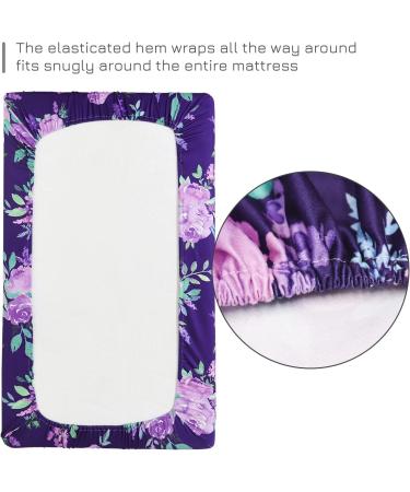 Soft & Breathable Purple Flower Pack N Play Sheets - Portable Playard Mini Crib Mattress Cover for Baby Girl - Buy Online on GoSupps.com