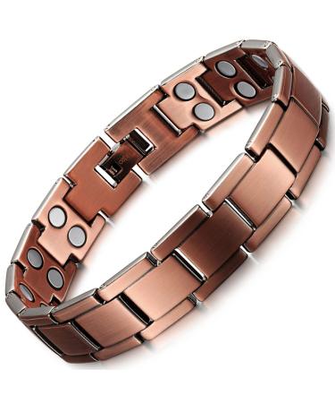 RainSo European Pure Copper Magnetic Health Bracelet For Men Magnetic Health Bracelet Black Gift Box