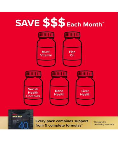 GNC Mega Men 40+ Vitapak, 5-in-1 Multivitamin Pack, Energy Production, Men's Health, Edible Dietary Supplement, 30 Servings - Buy Online on GoSupps.com
