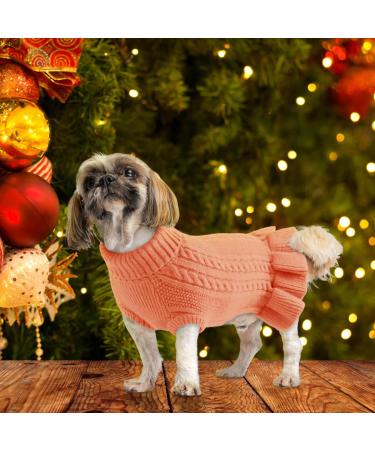 ALAGIRLS Winter Turtleneck Dog Sweater | Medium Dogs | Warm & Breathable | for Yorkie, Shih Tzu, Dachshund, Chihuahua, Bulldog | LightOrange - Size M - Buy Online on GoSupps.com