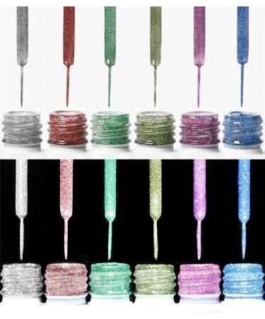Reflective Glitter Nail Art Line Polish Gel Kit 12 Colors for UV/LED Paint Nails Drawing DIY Painting Varnish 8ml Liner Gel - (Color: Multi) - Buy Online on GoSupps.com