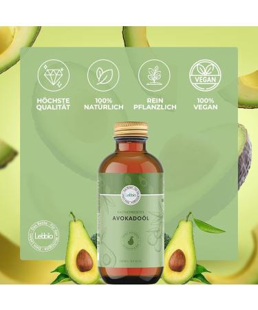 Lebbio Avocado Oil 250ml - 100% Natural & Cold Pressed - Gluten & Sugar Free Ideal for Very Dry Skin Virgin Avocado Oil for Body Face & Hair - Quality - Buy Online on GoSupps.com