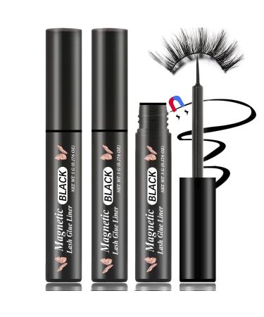 3 Tubes Magnetic Eyeliner for Magnetic Eyelashes Magnetic Eyelashes Glue (Black Pack)