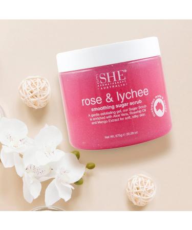 OM SHE Aromatherapy Rose & Lychee Sugar Scrub 20.28oz - Exfoliating Body Scrub Natural Sugar Micro Bead Free Rosehip Oil. Australian made. - Buy Online on GoSupps.com