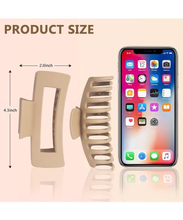 SETUPA 8 Pack Large Hair Claw Clips & 2 Silk Scrunchies - Strong Hold Jaw Clips for Women and Girls - Neutral Colors - 4.3 Inch Square Hair Claws - Buy Online on GoSupps.com