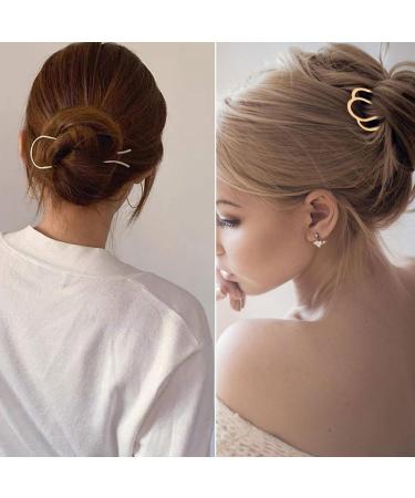 Qiuming 10-Piece Metal Hair Fork Clip Set - Stylish U-Form Comb for Women & Girls - Silver & Gold Hair Accessories - Buy Online on GoSupps.com