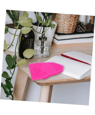 Stainless Steel Mirror Makeup Brush Cleaning Pad & Silicone Face Scrubber Gloves | 19x13cm Rosy | Perfect for Brush Cleaning & Face Cleansing - Buy Online on GoSupps.com