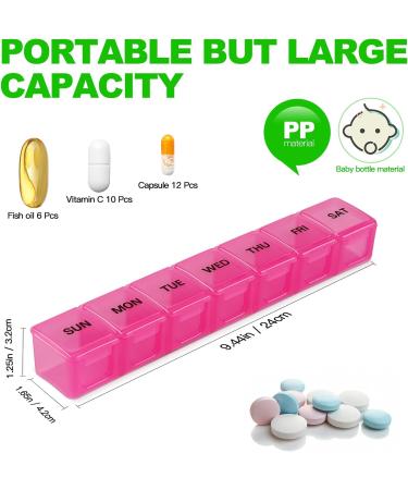 Buy XL Pink Pill Organizer - Extra Large Weekly & Daily Cases for Vitamins Fish Oil & Supplements - Buy Online on GoSupps.com