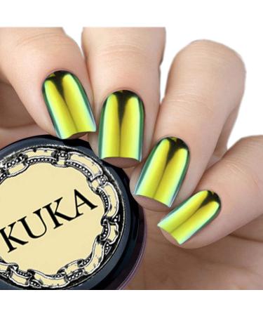 Kuka chameleon effect pigment powder for Naesign 6 colors shimmering mirror-gloss chrome effect glitter powder manicure green-blue