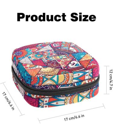 Mandala Bohemian Sanitary Napkin Storage Bag | Portable Menstrual Cup Pocket with Zipper for Teenage Girls & Women - Buy Online on GoSupps.com