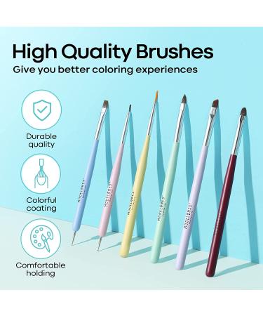 Modelones Nail Art Brushes Set - 6pcs Nail Design Pen Painting Tools for Gel Polish Manicure Salon DIY - A-Colorful Nail Brushes - Buy Online on GoSupps.com