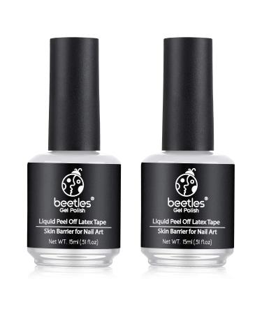 beetles Gel Polish Liquid Latex Nail Polish Barrier 15ml*2 Peel off Gel Cuticle Guard for Nails Liquid Latex Barrier Protector White Latex Tape for Nails Liquid Latex Nail Polish Barrier