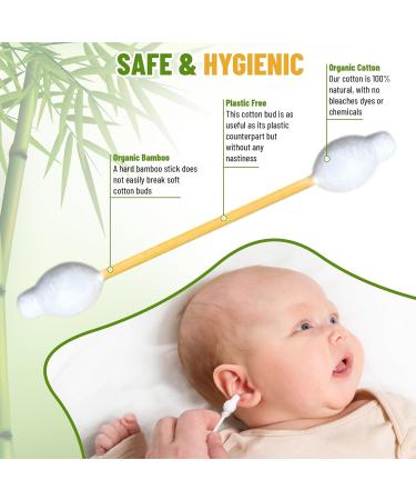 Biodegradable Bamboo Cotton Swabs for Babies | Safe Organic Ear Cleaning & Makeup | Eco-Friendly 100pcs Pack - Buy Online on GoSupps.com