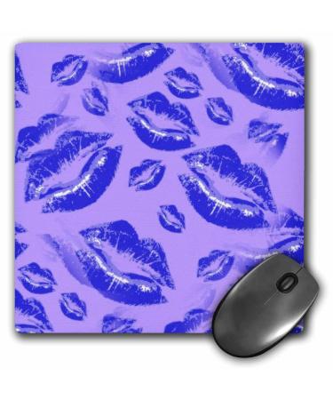 3dRose Two Kisses Collided Lip Bold Blue Lips Pattern - Mouse Pads (mp_357236_1)