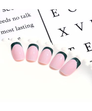Sethexy Olive Green Short Square French Press On Nails 24 Pcs Acrylic Stick-On Nails for Women & Girls - Buy Online on GoSupps.com