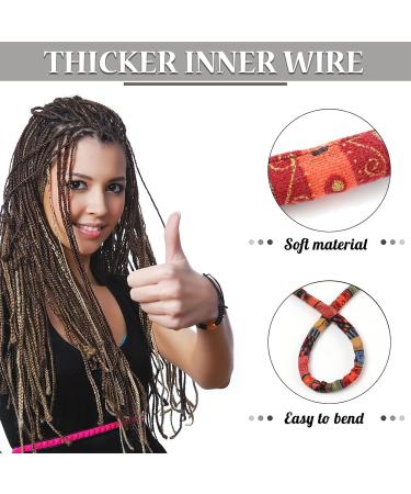 Spiral Lock Hair Tie Dreadlock Accessory Bendable Hair Ties Long Dreads Bun Wrap Ponytail Wrap Tie Thick Curly for Women and Men Ponytail Holders (Red Pattern) - Buy Online on GoSupps.com