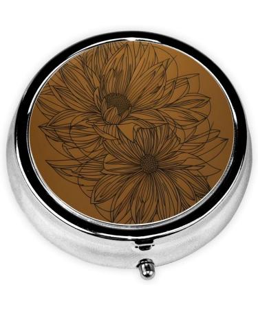 Black Print Flower Mini Round Pill Box | 3 Compartment Pill Organizer for Travel Home & Office - Buy Online on GoSupps.com