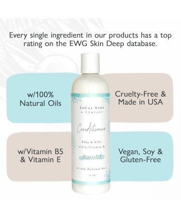 Organic Baby & Kids Conditioner | SoCal Suds - Moisture for Sensitive Scalps | Unscented Gentle & Vitamin Rich - 12oz - Buy Online on GoSupps.com