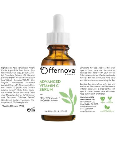 Organic Vitamin C Serum - 20% Vit C & Hyaluronic Acid Anti-Aging Serum for Face Eyes & Neck | Dark Spot Corrector for Youthful Skin - 1 oz - Buy Online on GoSupps.com