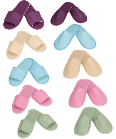 Jenngaoo 20 Couples Disposable Slippers - Breathable Soft Linen Hotel & Spa Slippers Open/Closed Toes 30cm (B-Green) - Buy Online on GoSupps.com