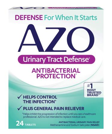 AZO Urinary Tract Defense Antibacterial Protection, Helps Control a UTI Until You Can See a Doctor, No. 1 Most Trusted Urinary Health Brand, 24 Tablets