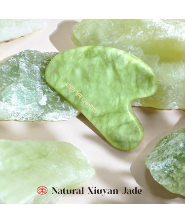 Rena Chris Gua Sha Facial Tools - Natural Jade Stone Massage for Jawline Sculpting & Puffiness Reduction | Mint Green Skin-Care Tool - Buy Online on GoSupps.com
