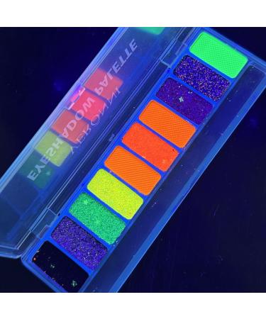 Lot de 10 fards paupi res fluorescents paillettes fluorescentes - N on UV - Mat - Paillettes color es et cr meuses - Avec pinceau - Brillance sous lumi re UV - Buy Online on GoSupps.com